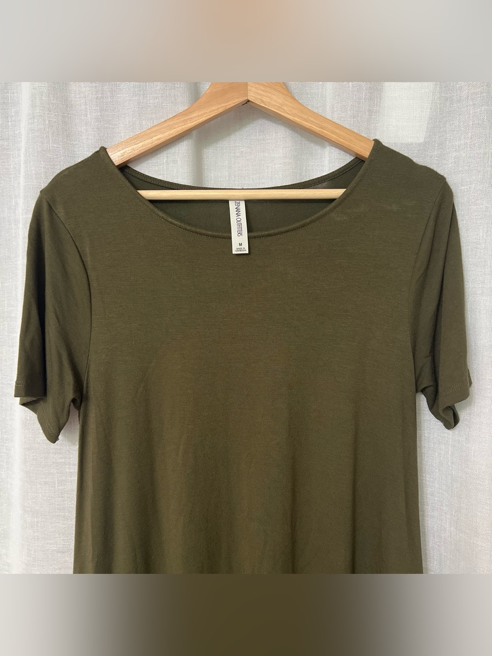 Olive Scoop Neck Short Sleeve Ruffle Hem Dress